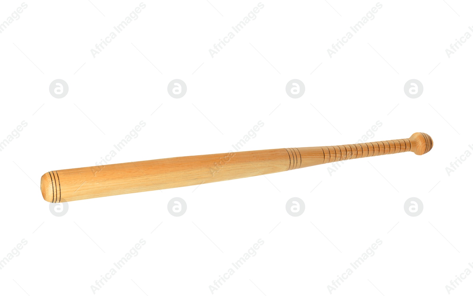 Photo of Wooden baseball bat isolated on white. Sports equipment