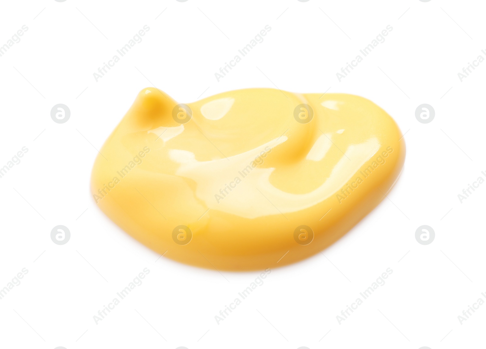 Photo of Drop of delicious melted cheese isolated on white