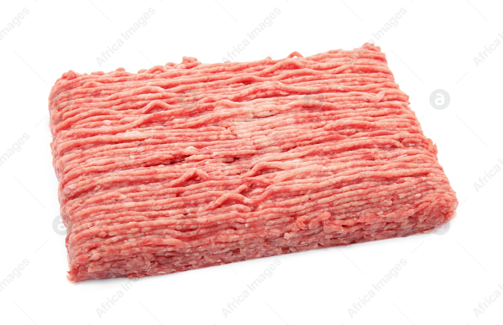 Photo of Raw fresh minced meat on white background