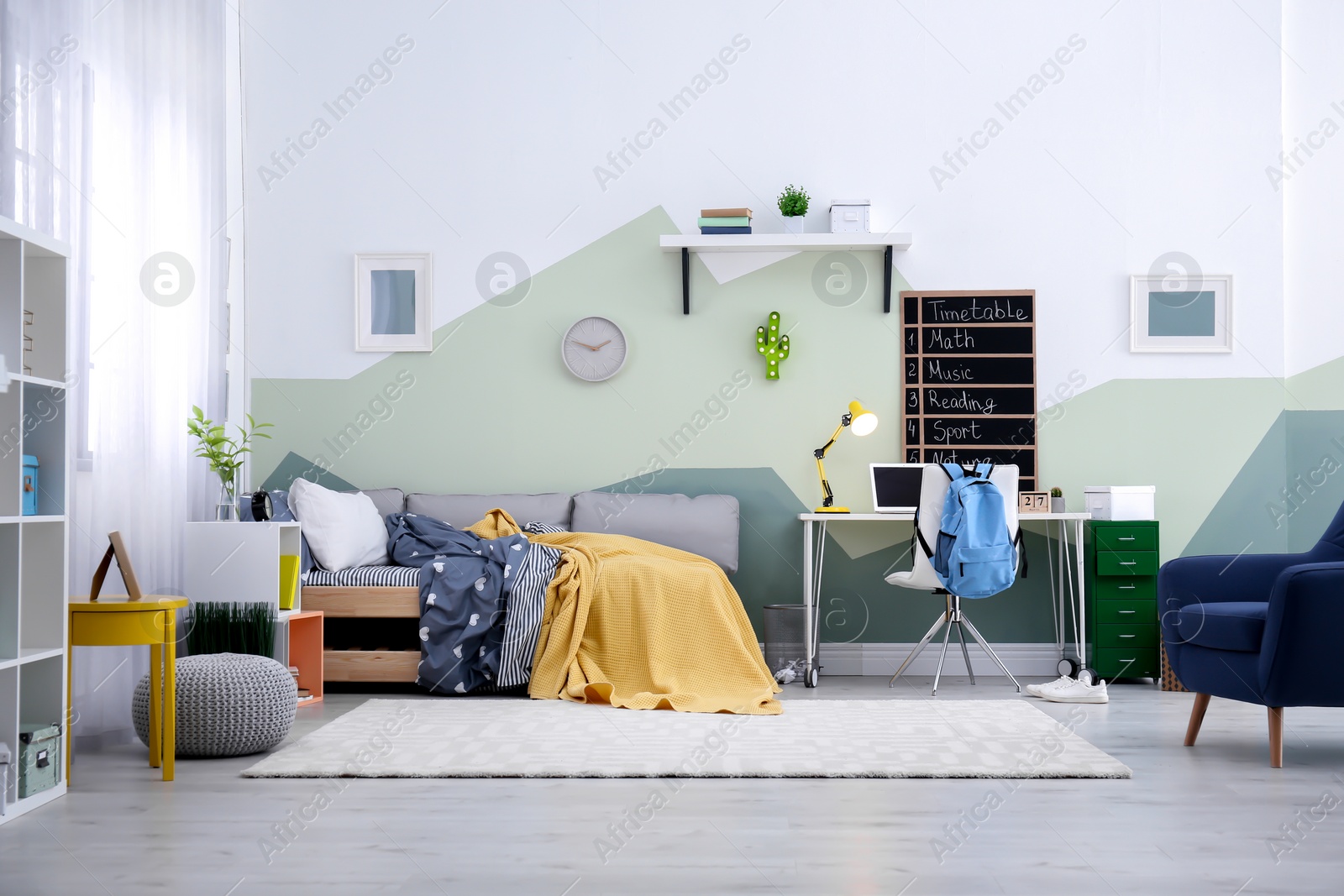 Photo of Modern child room interior with comfortable bed