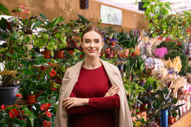 Photo of Portrait of female business owner in flower shop