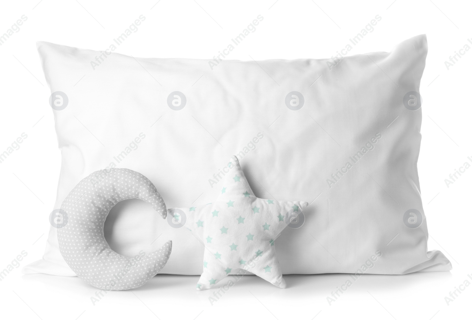 Photo of Blank and decorative pillows on white background