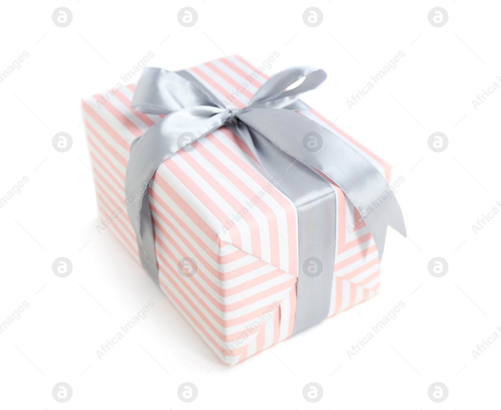 Photo of Beautifully decorated gift box on white background