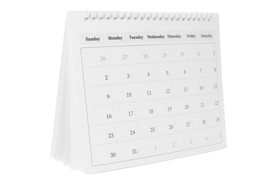 Paper calendar isolated on white. Planning concept