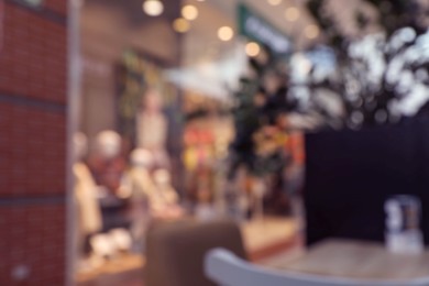 Photo of Blurred view of shopping mall interior. Bokeh effect