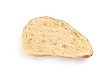 Photo of Fresh bread on white background, top view