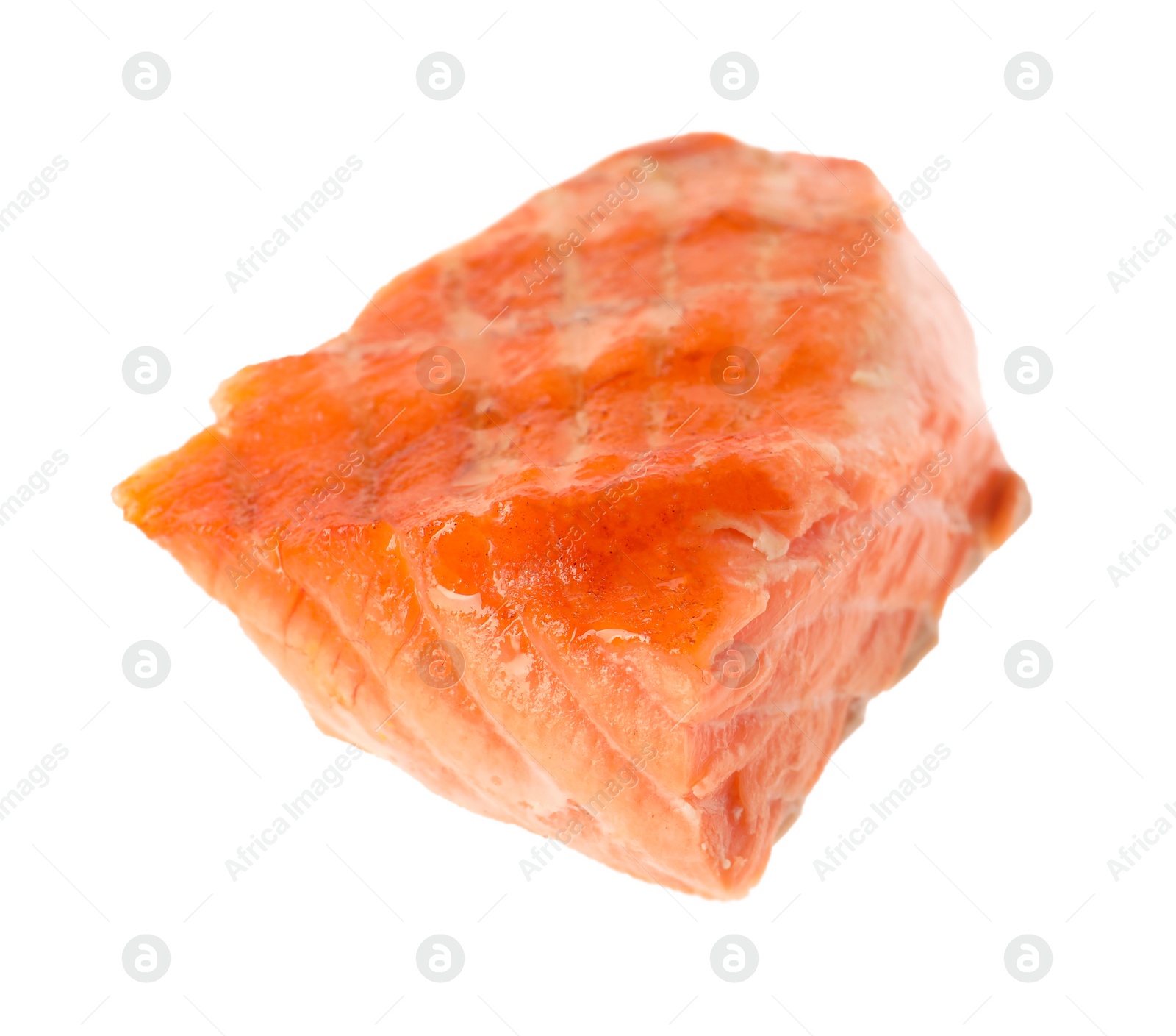 Photo of Piece of tasty grilled salmon isolated on white