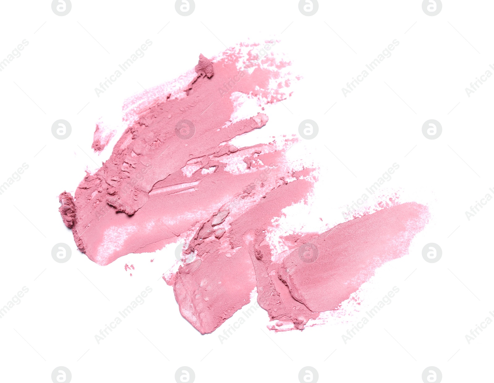 Photo of Smears of nude lipstick on white background