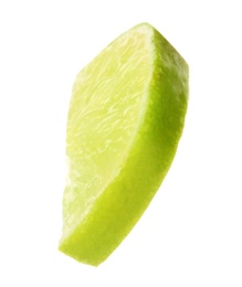 Photo of Slice of fresh lime on white background