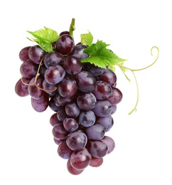 Photo of Bunch of fresh ripe juicy pink grapes isolated on white