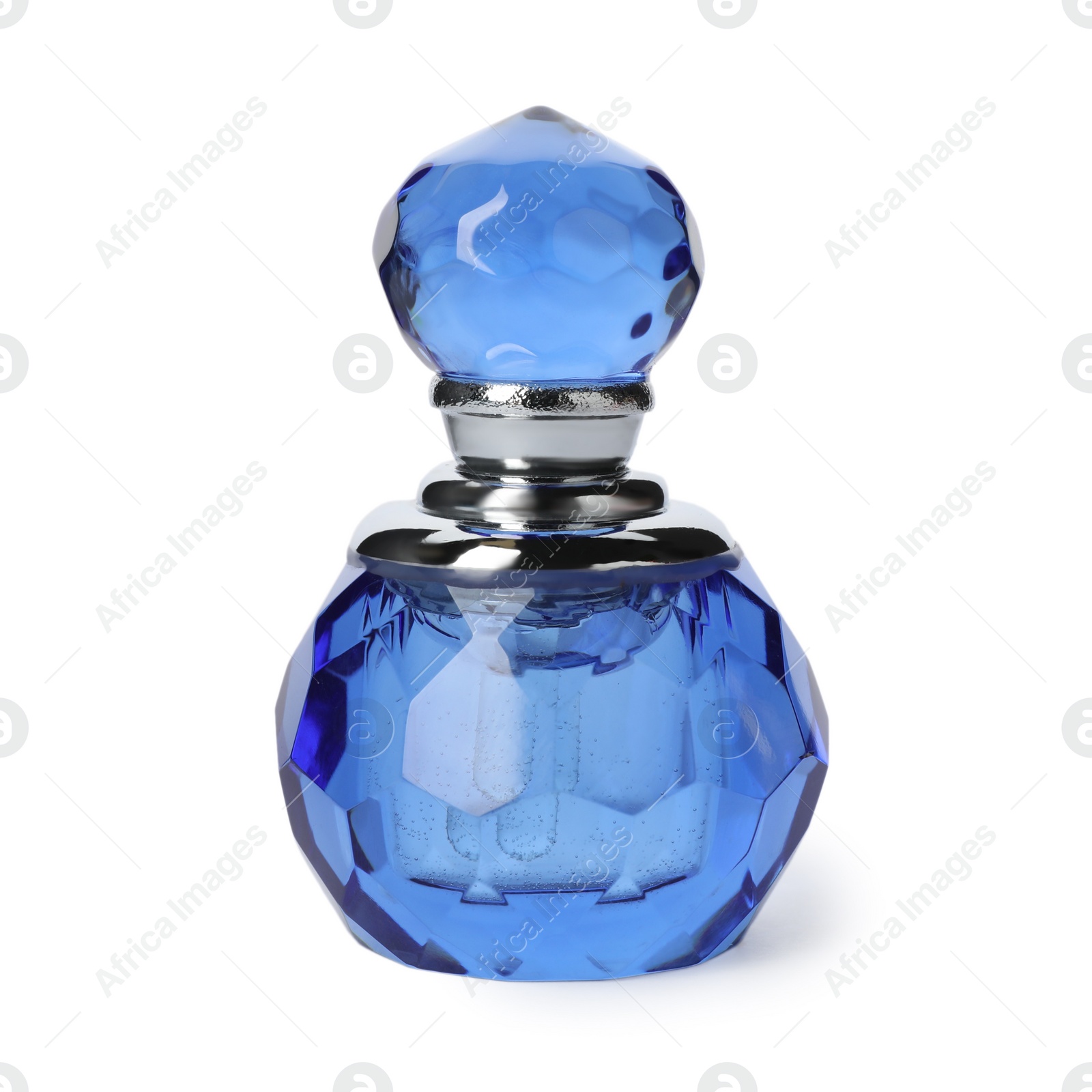 Photo of Bottle of luxury perfume isolated on white