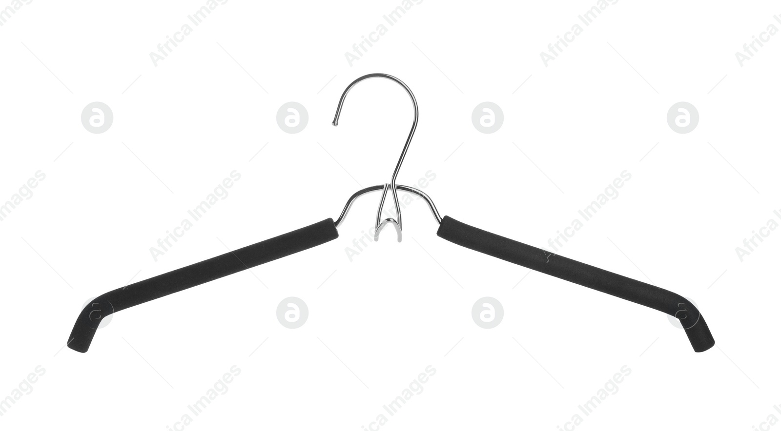 Photo of Empty hanger isolated on white. Wardrobe accessory