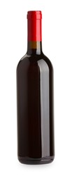 Photo of Bottle of expensive red wine isolated on white
