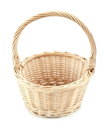 Light decorative wicker basket isolated on white