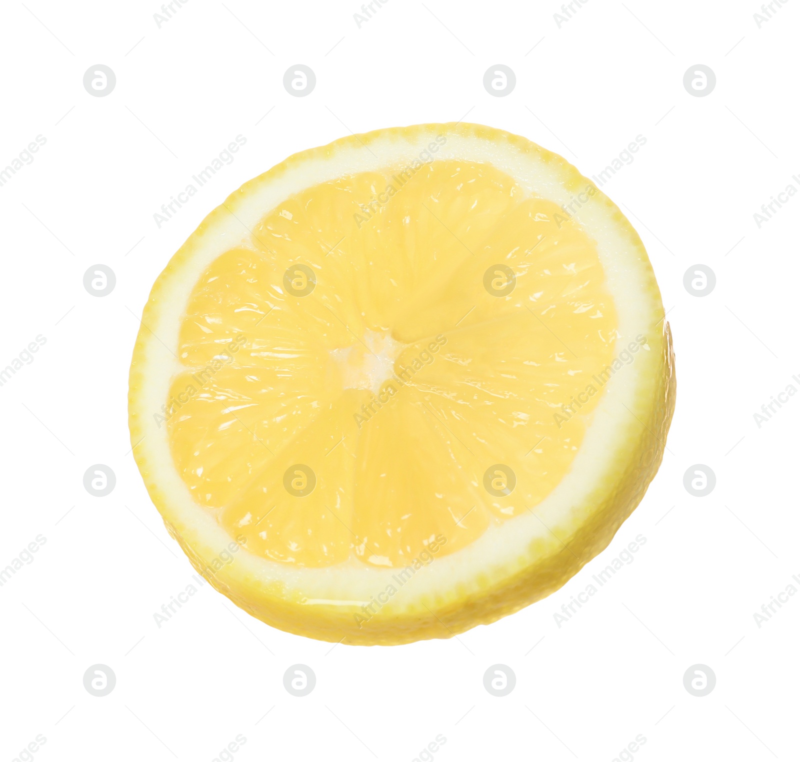 Photo of Fresh ripe lemon slice isolated on white