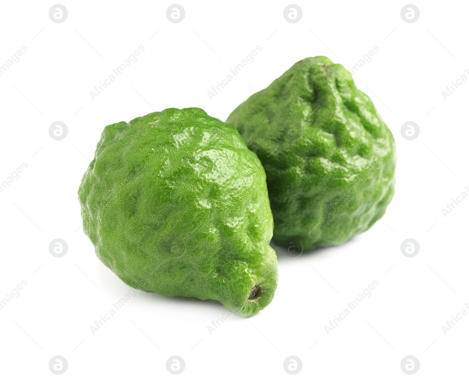 Photo of Fresh ripe bergamot fruits on white background