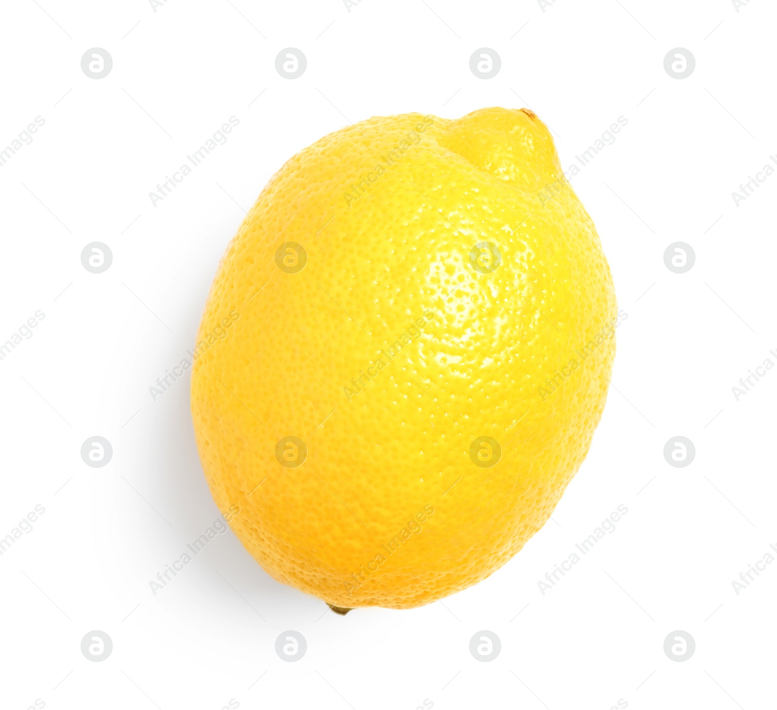 Photo of Fresh ripe whole lemon isolated on white, top view