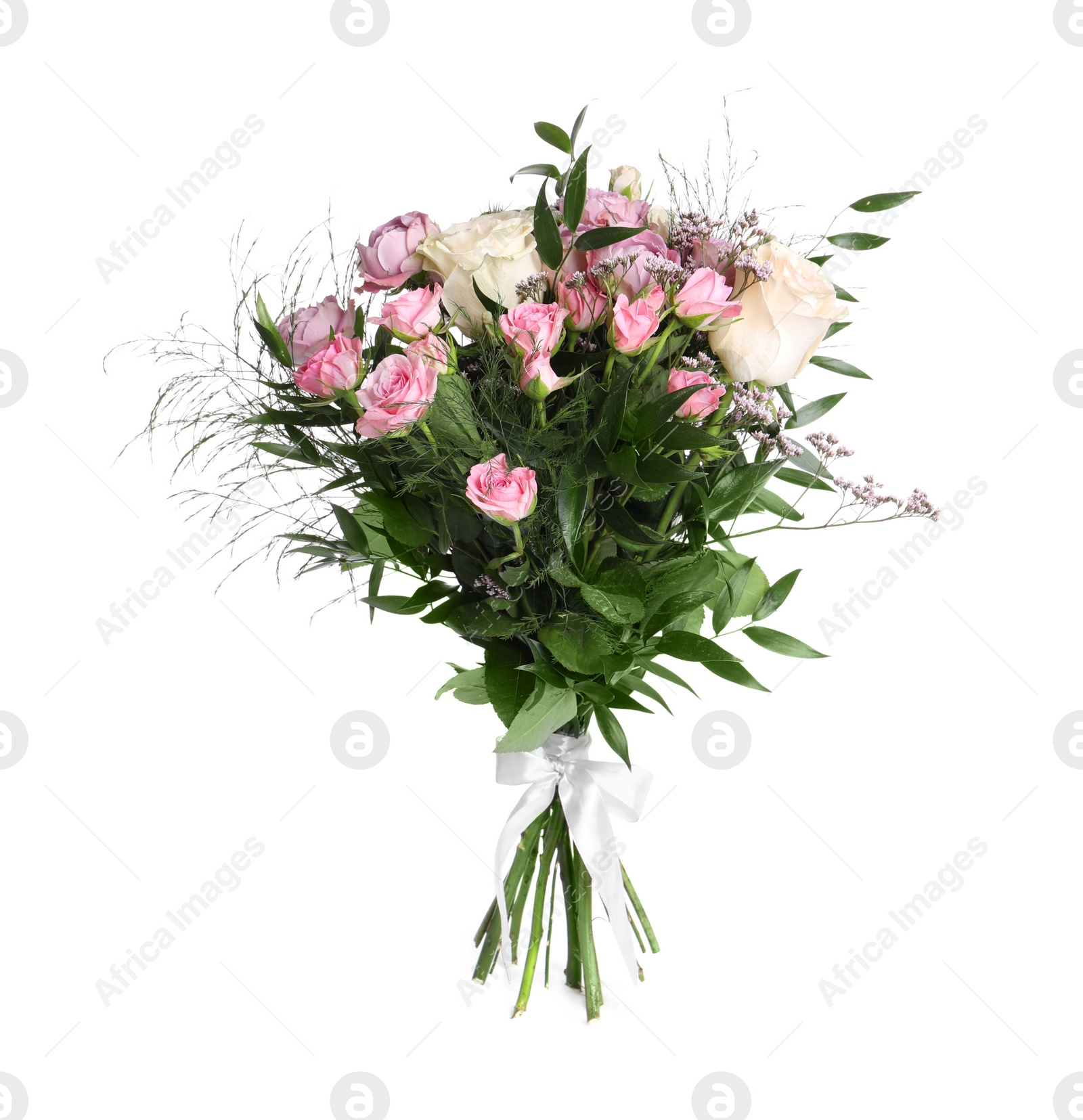 Photo of Beautiful bouquet with roses isolated on white