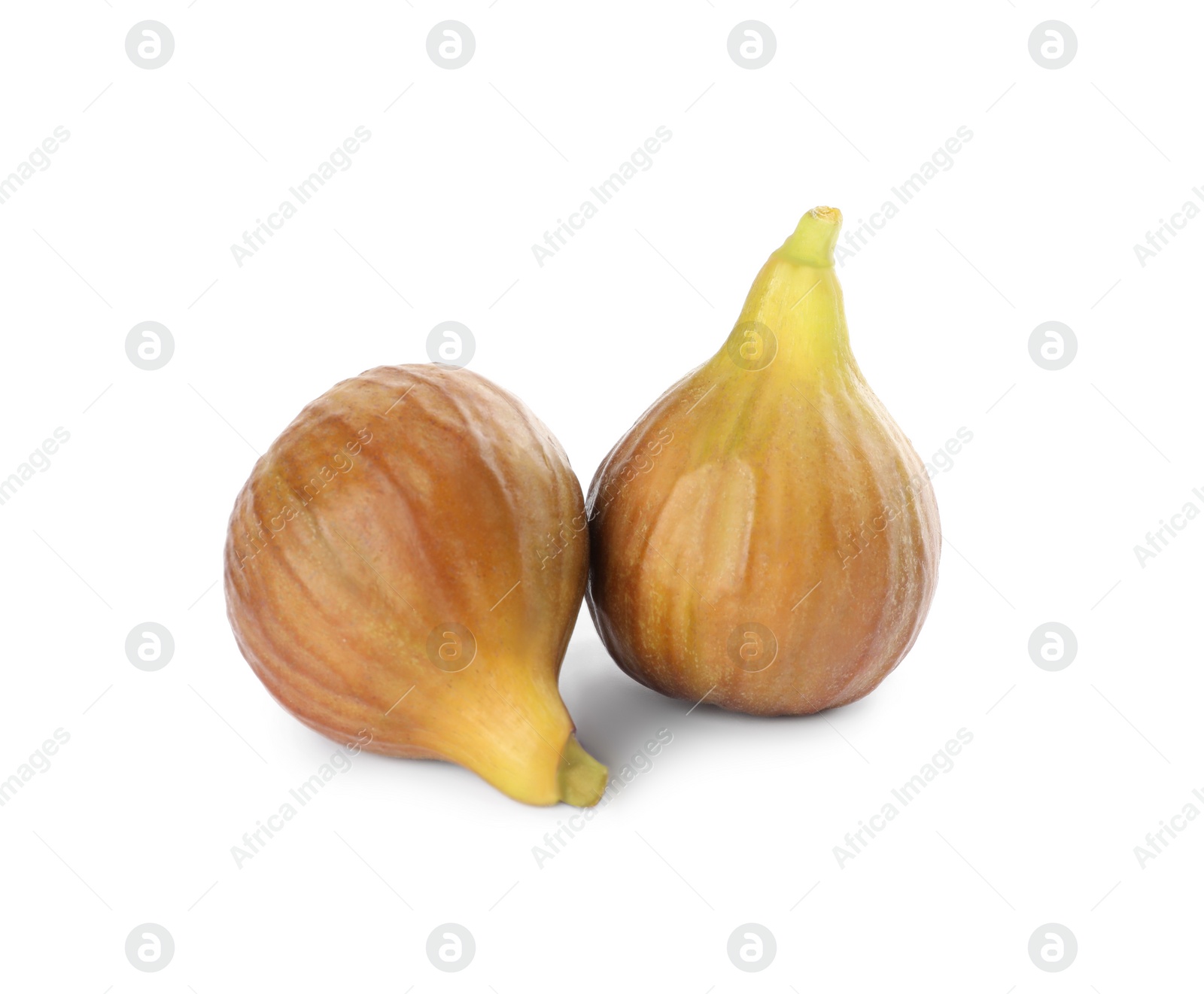 Photo of Whole tasty ripe figs isolated on white