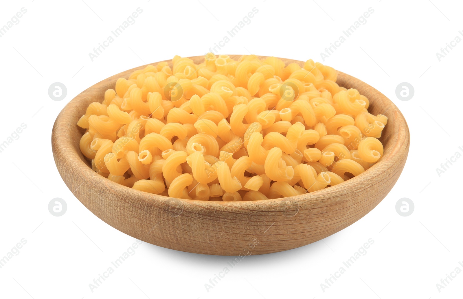 Photo of Raw cavatappi pasta in bowl isolated on white