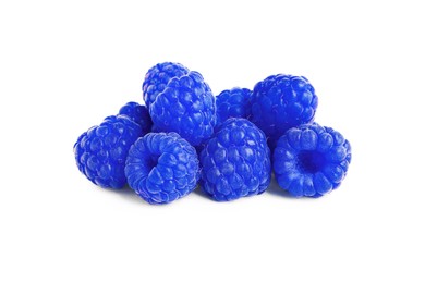 Fresh tasty blue raspberries isolated on white