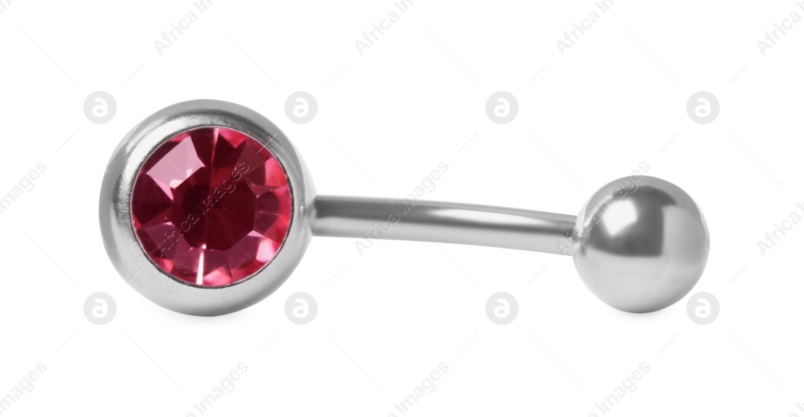 Photo of Piercing jewelry. Belly button ring isolated on white