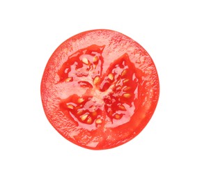 Slice of fresh ripe tomato isolated on white