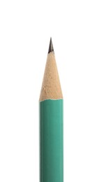Photo of Graphite pencil isolated on white, closeup. School stationery
