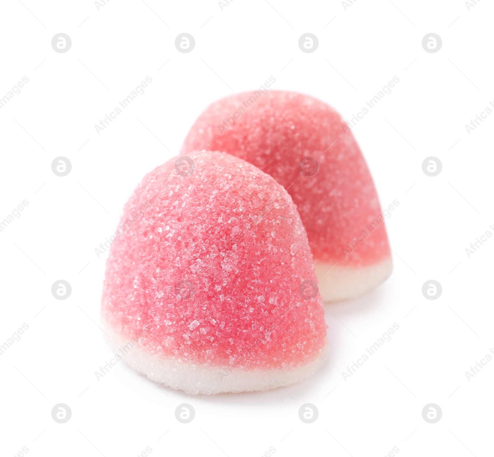 Photo of Sweet color jelly candies isolated on white