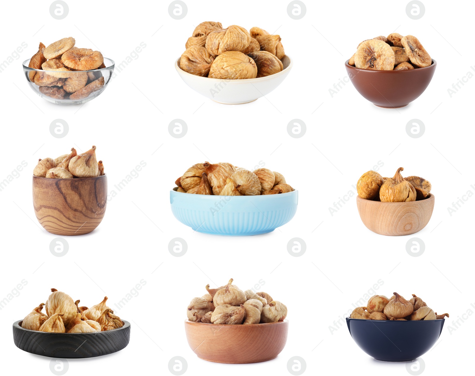 Image of Set of dried fig fruits isolated on white