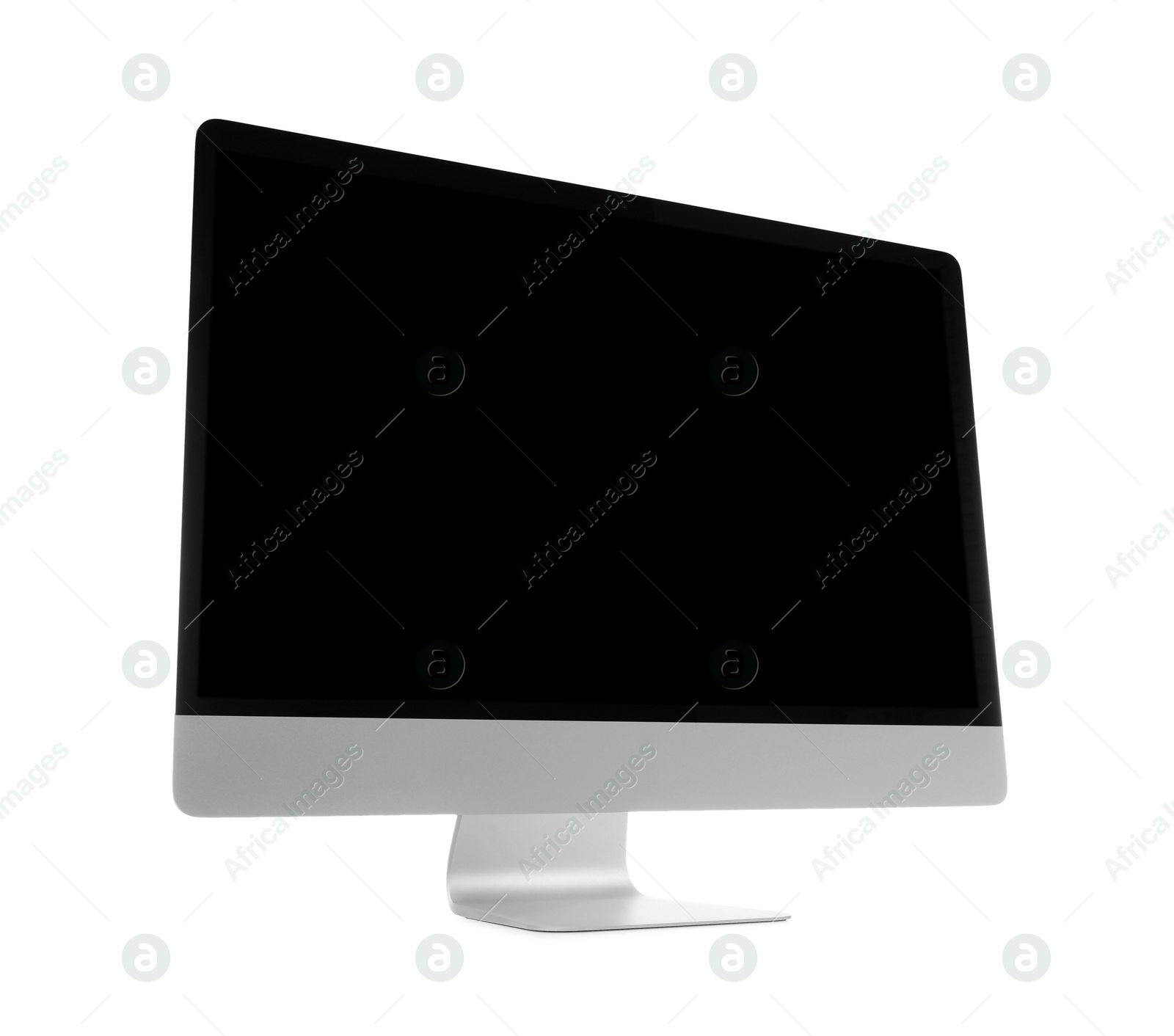 Photo of Modern computer with blank screen isolated on white