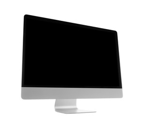 Photo of Modern computer with blank screen isolated on white