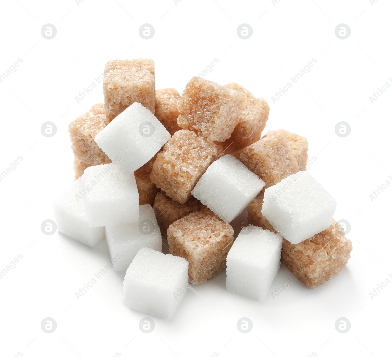 Photo of Various kinds of sugar on white background