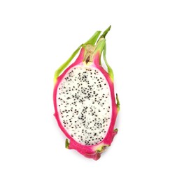 Photo of Half of delicious dragon fruit isolated on white
