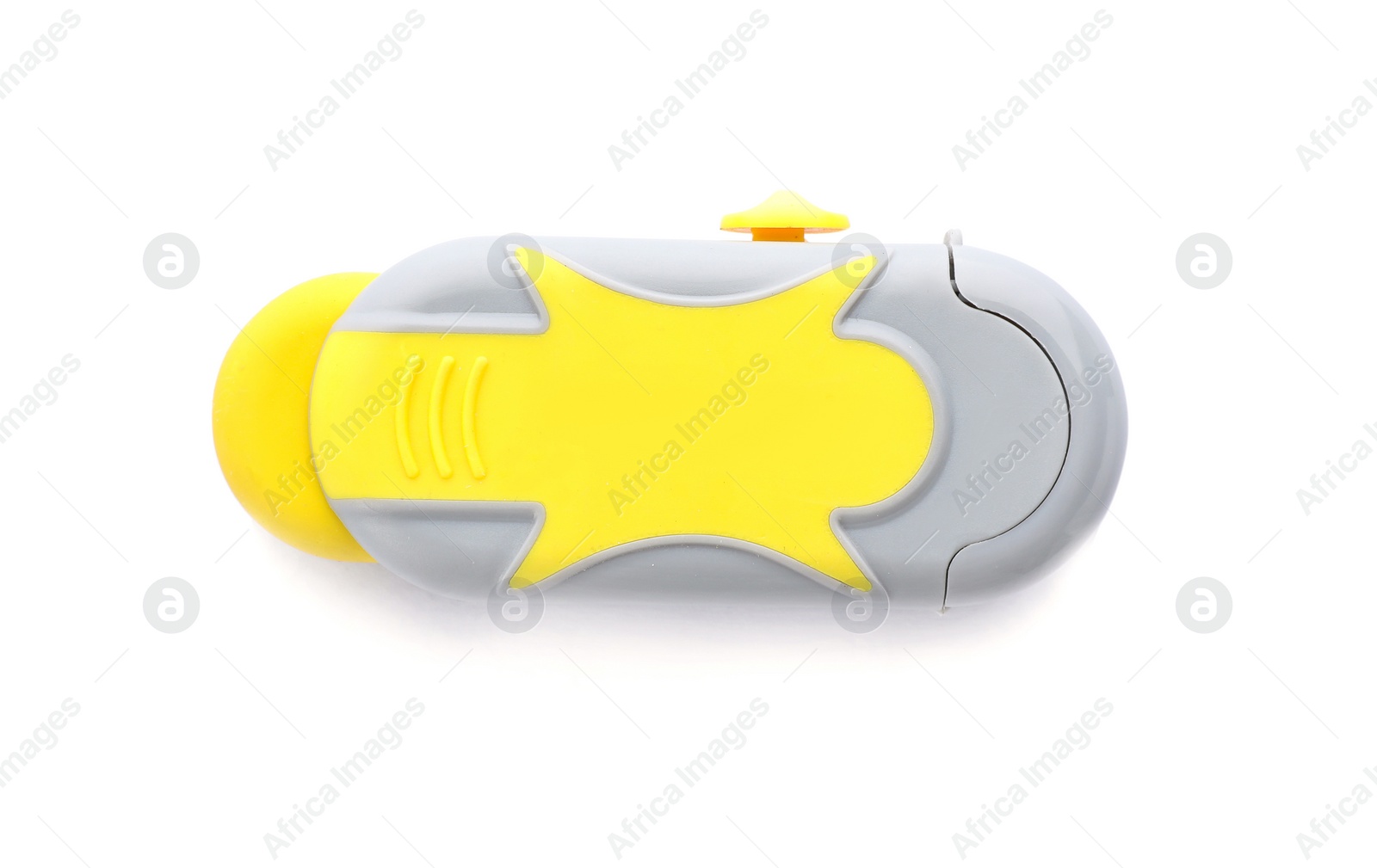 Photo of Eraser on white background. Stationery for school