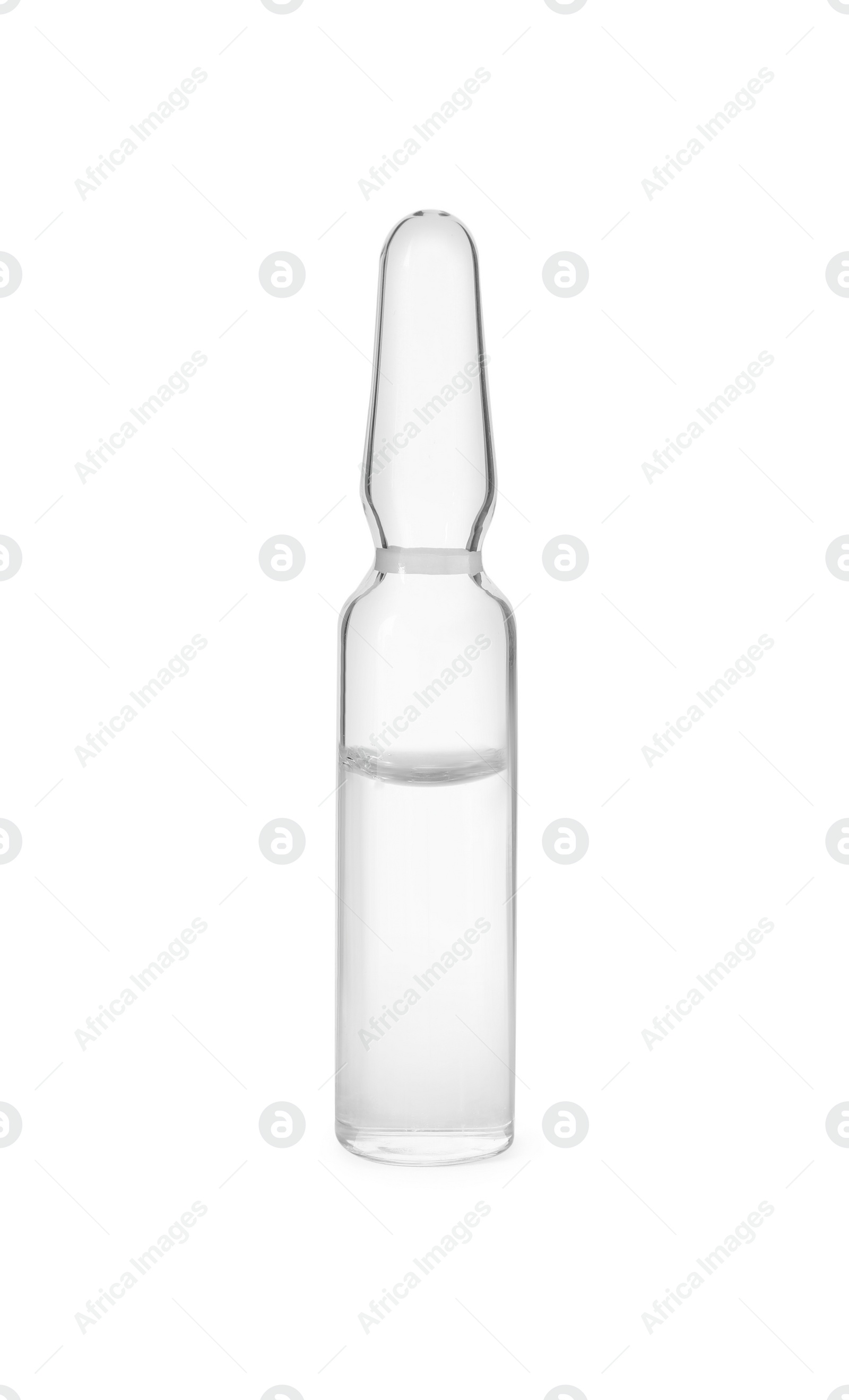 Photo of Pharmaceutical ampoule with medication isolated on white