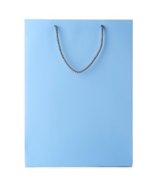 Photo of Mockup of paper shopping bag on white background