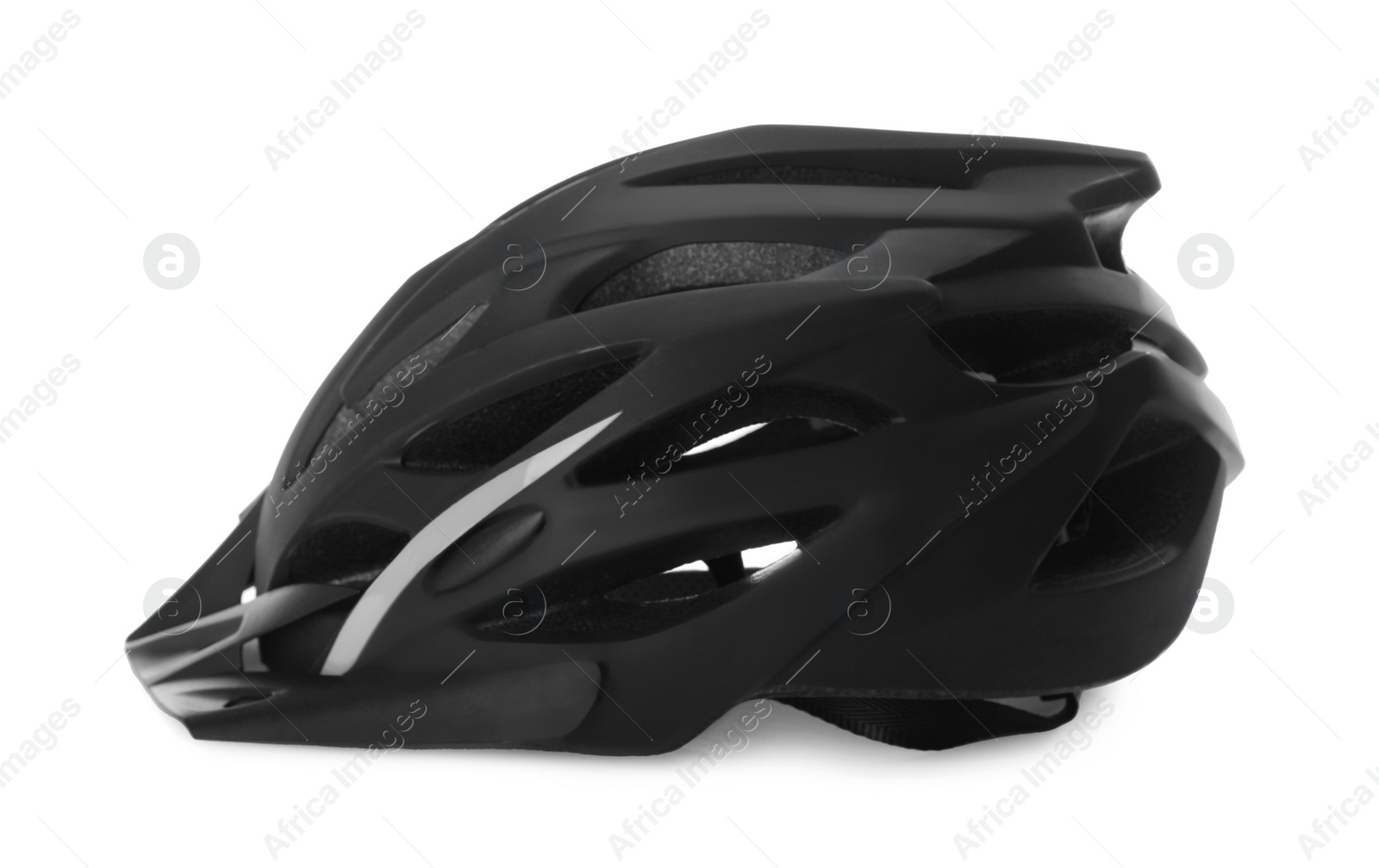 Photo of Stylish black bicycle helmet isolated on white