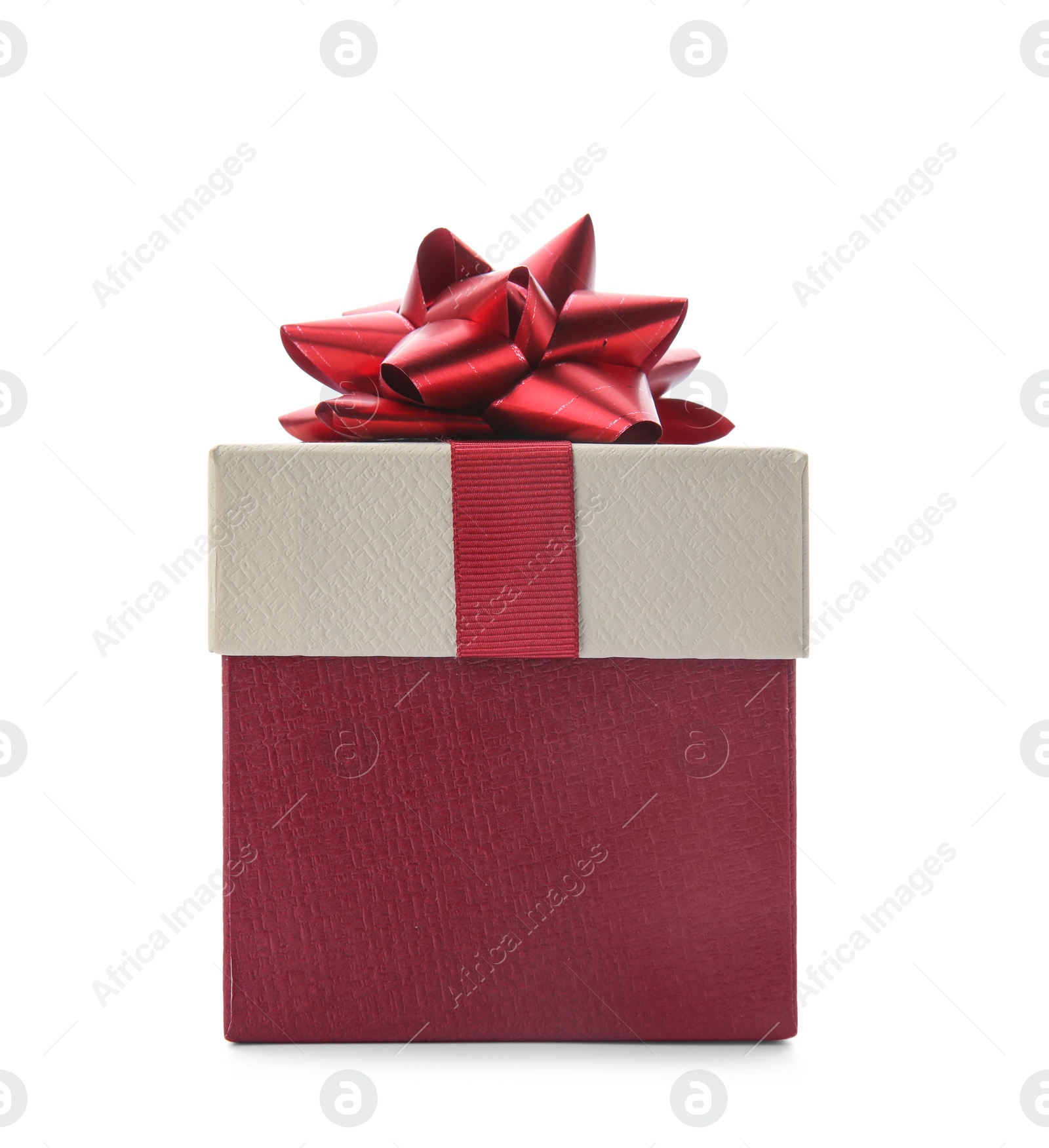 Photo of Beautiful gift box with bow on white background