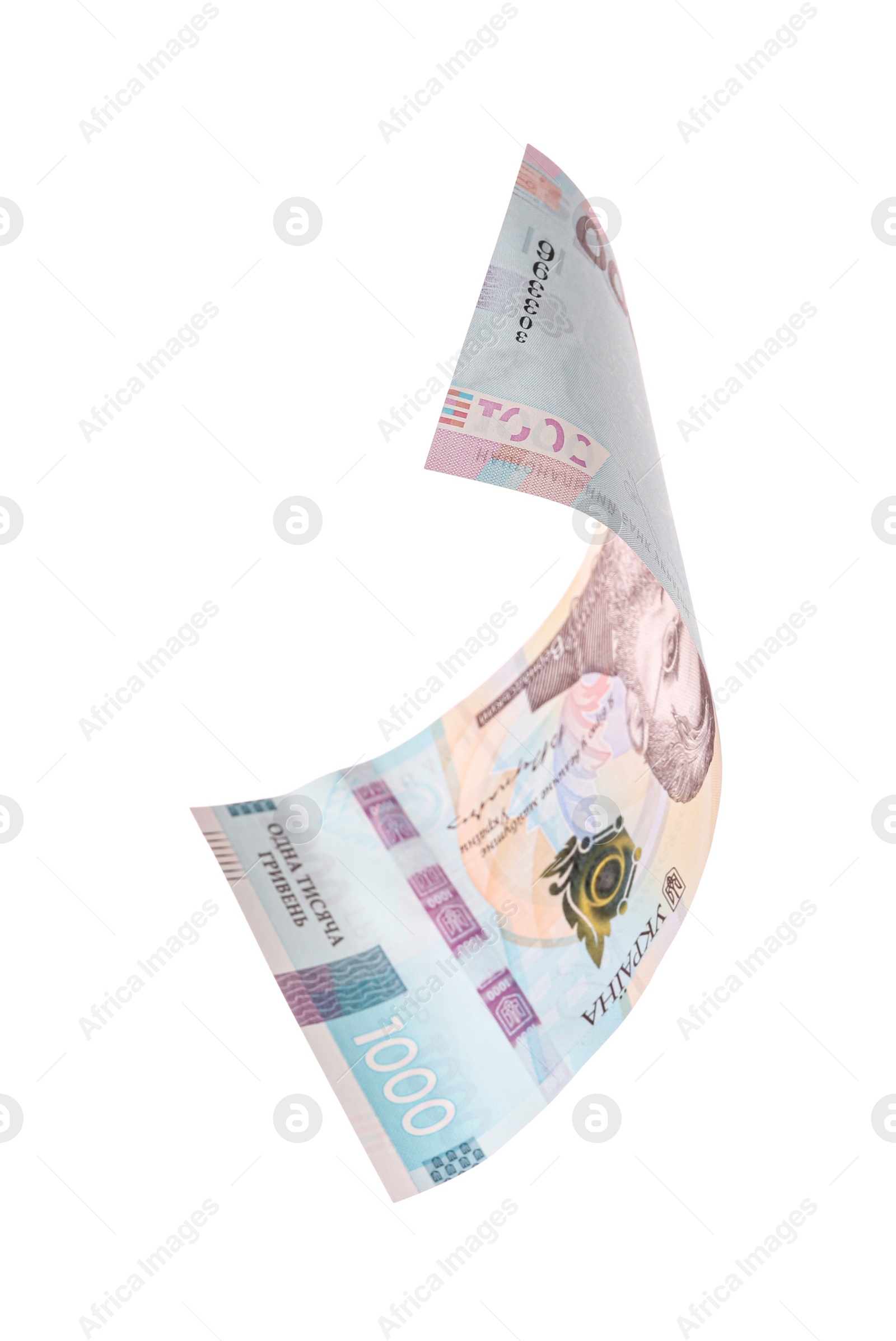 Photo of 1000 Ukrainian Hryvnia banknote on white background