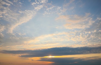 Picturesque view of sunset with beautiful clouds