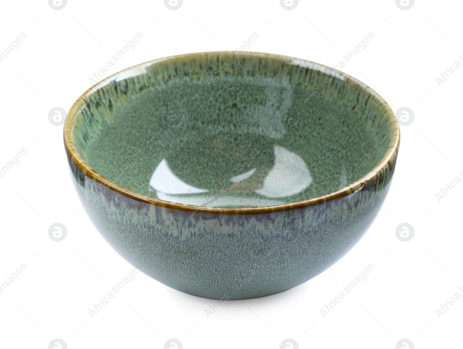 Photo of Beautiful green ceramic bowl on white background