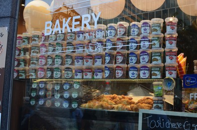 Amsterdam, Netherlands - June 18, 2022: Storefront of bakery shop