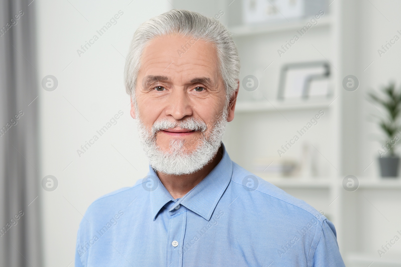 Photo of Portrait of handsome senior man at home