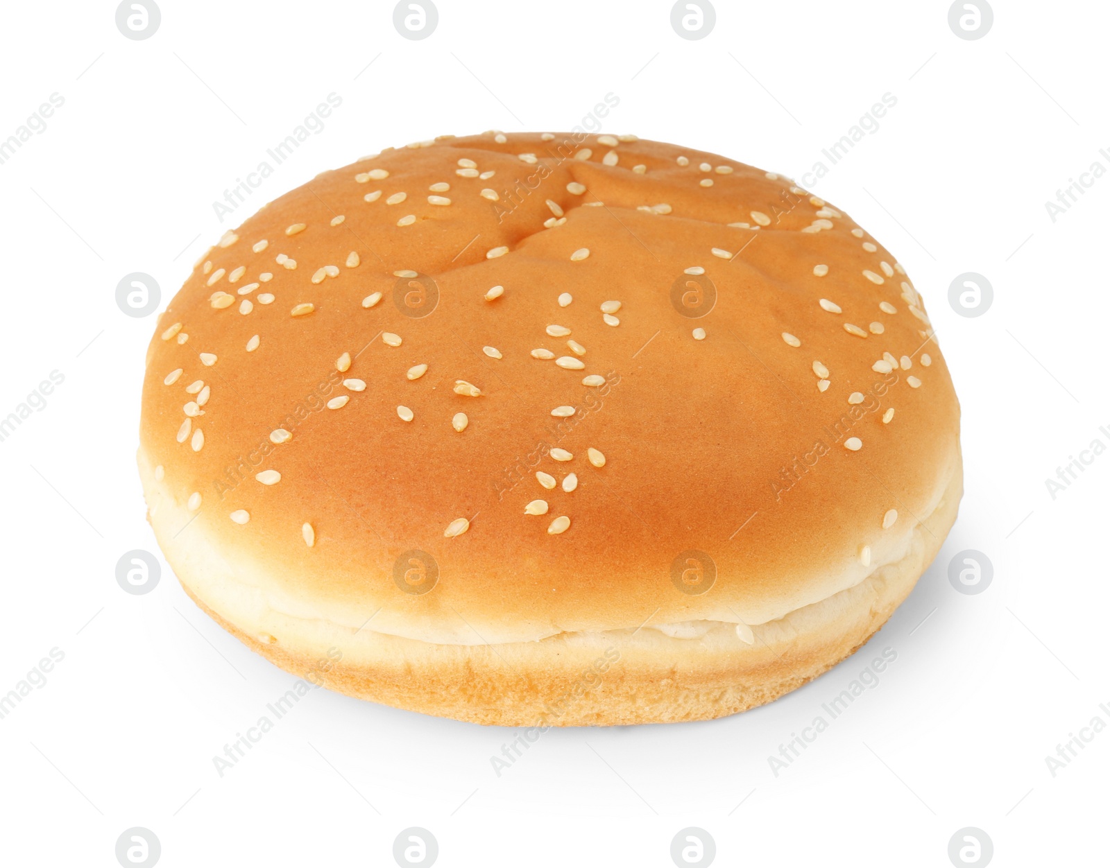 Photo of One fresh hamburger bun isolated on white