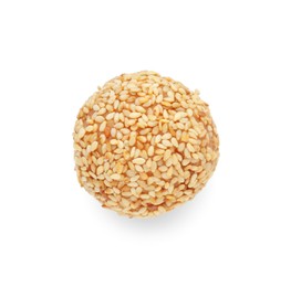 Photo of Delicious sesame ball on white background, top view