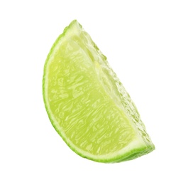 Photo of Slice of fresh lime on white background