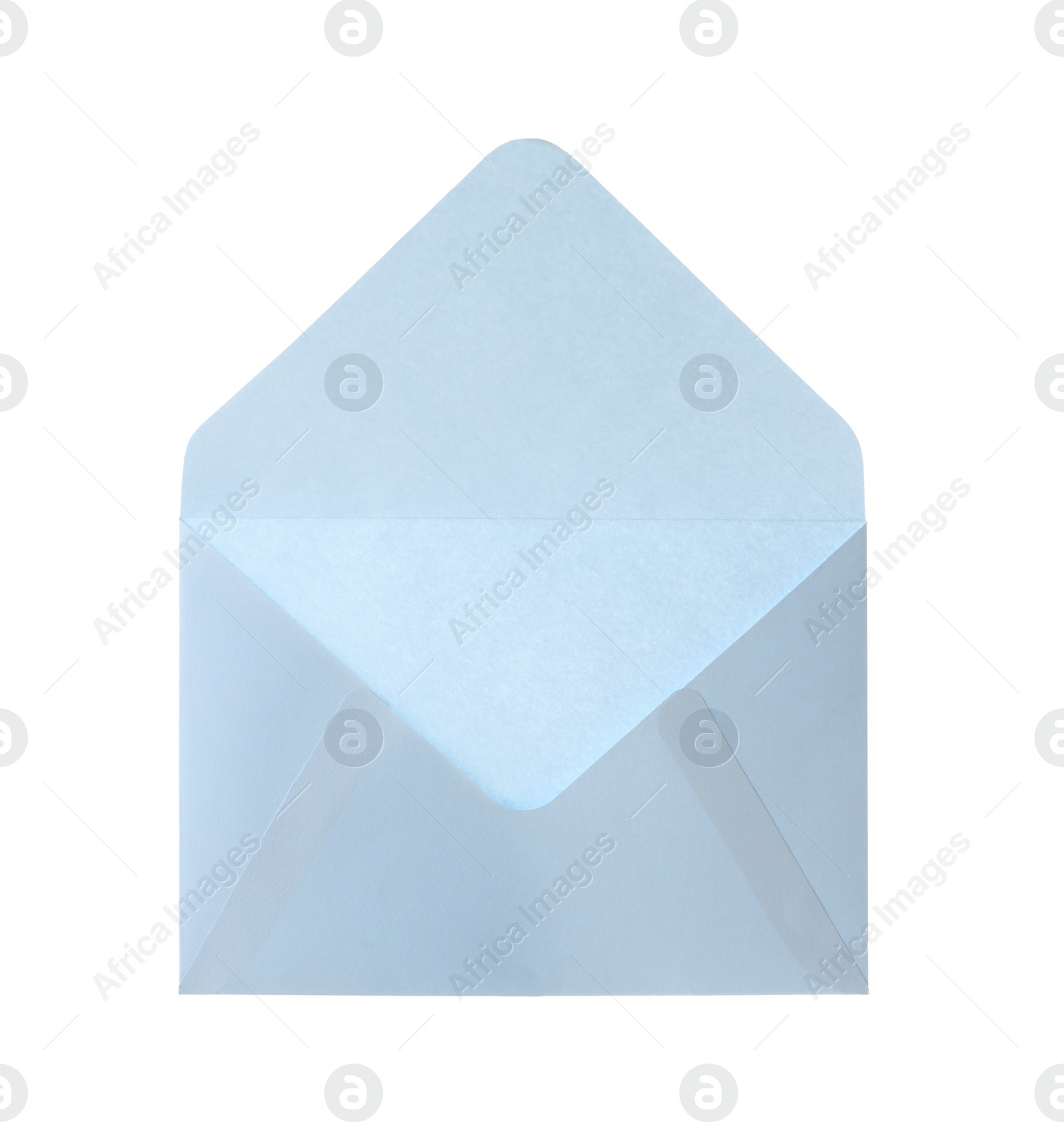 Photo of Light blue paper envelope isolated on white. Mail service