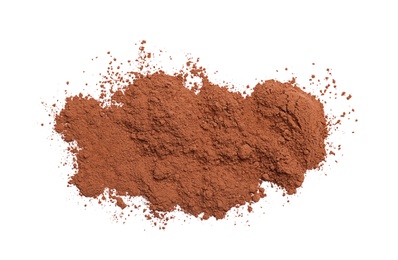 Photo of Cocoa powder on white background