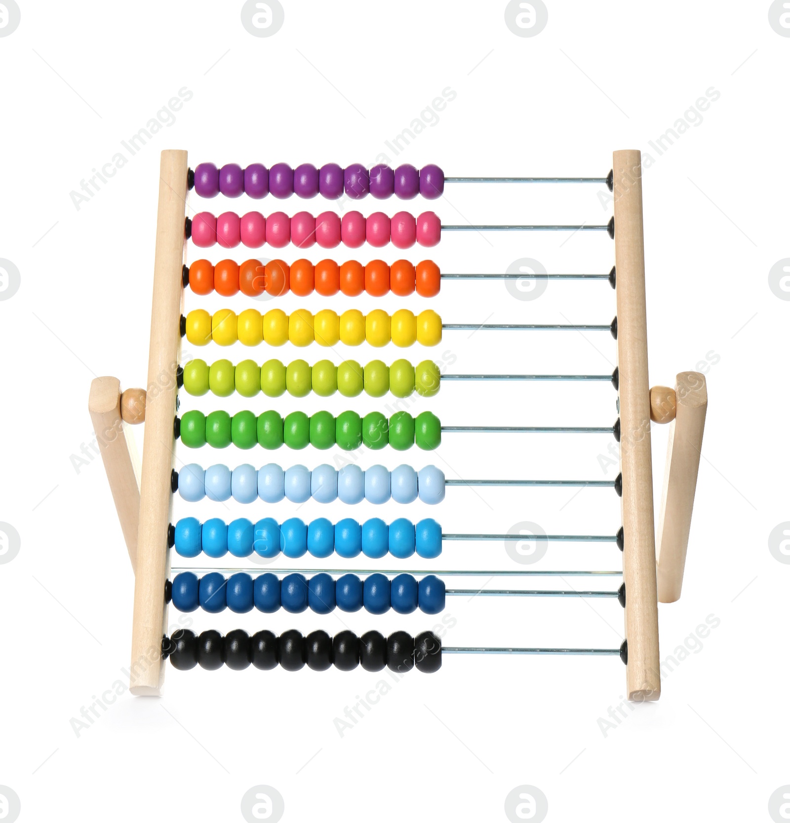 Photo of One wooden abacus isolated on white. Children's toy